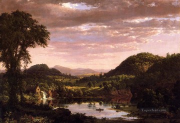  Tormenta Pintura - Paisaje de Nueva Inglaterra también conocido como paisaje de la noche después de una tormenta Río Hudson Iglesia Frederic Edwin